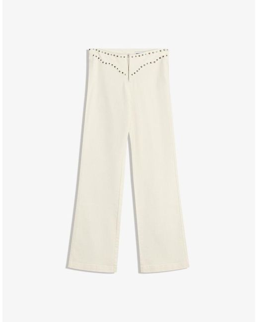 Pantaloni Bianchi Con Zip E Borchie di Bershka in White
