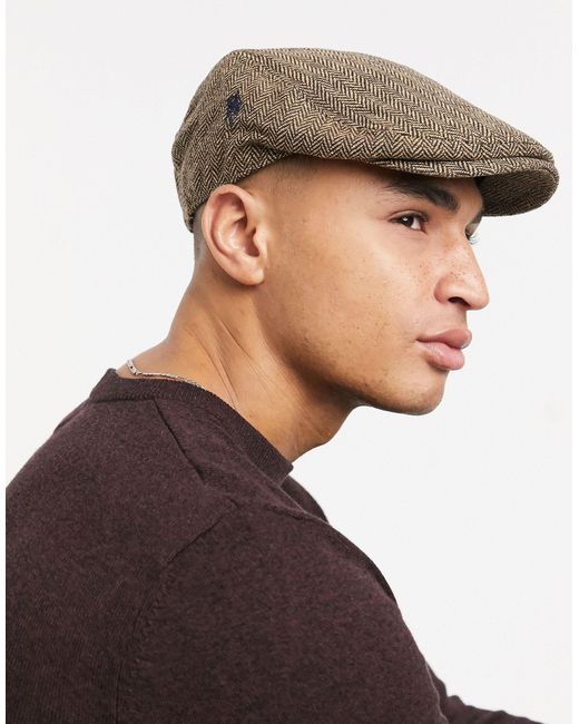 French Connection Brown Winter Flat Cap for men