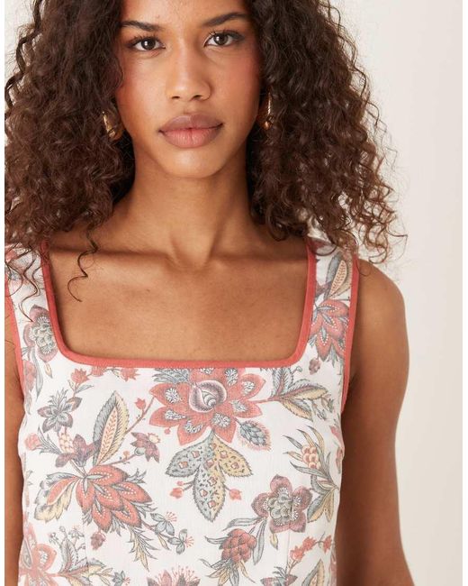 NARRATED Blue Sleeveless Binding Square Neck Oversized Crop Top