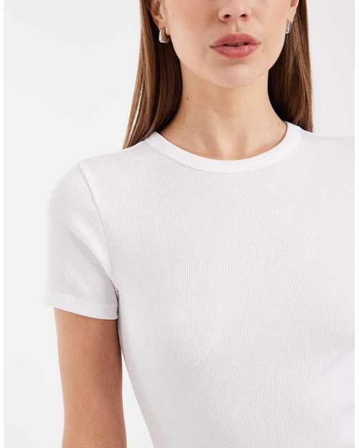 ONLY White Fitted Ribbed Top