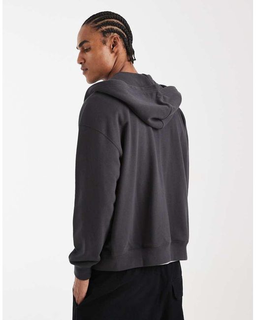 Hollister Gray Zip Through Front Pocket Hoodie for men