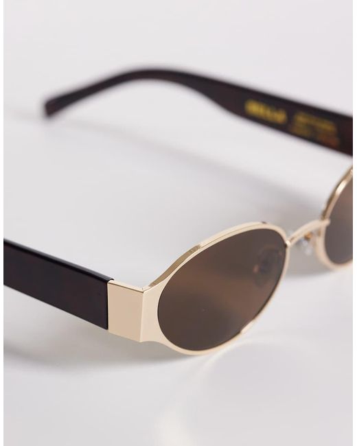 A.Kjærbede White Bella Oval Metal Framed Sunglasses