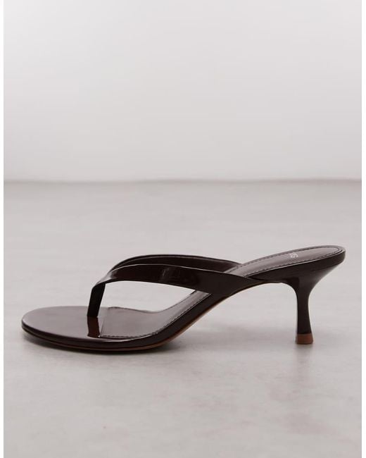 Mango Brown Heeled Flip Flop Sandals