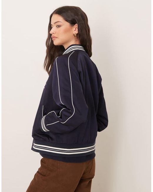 Gant Blue Satin Logo Varsity Bomber Jacket