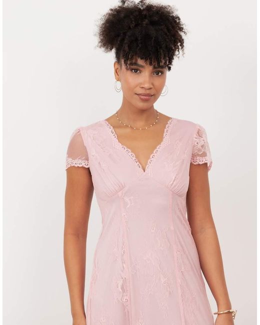 Maya Pink Lace V Neck Maxi Dress