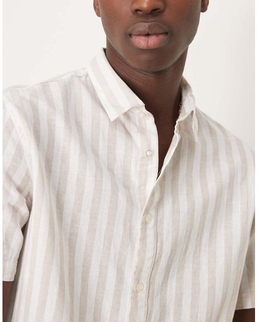 SELECTED Natural Linen Blend Short Sleeve Shirt for men