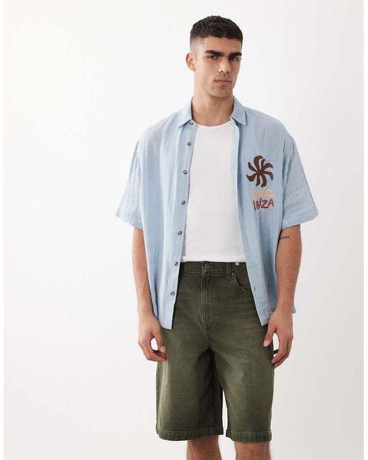 ASOS White Loose Denim Jorts for men