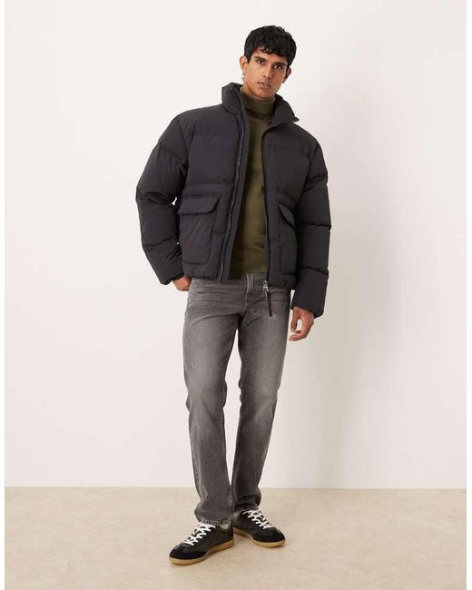 ARKET Black Down Puffer Jacket With Funnel Neck for men