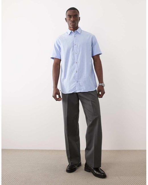 Jack & Jones Blue Short Sleeve Oxford Shirt for men