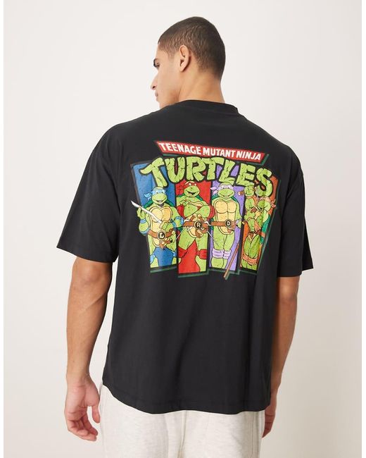ASOS Black Oversized T-Shirt With Ninja Turtles Vintage Prints