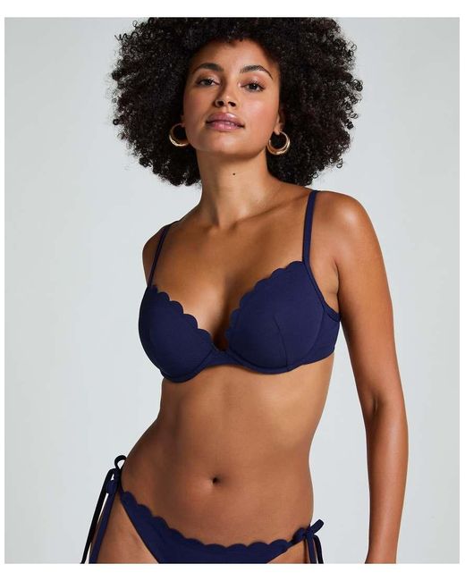 Hunkemöller Blue Scallop Push-Up Underwired Bikini Top Cup A