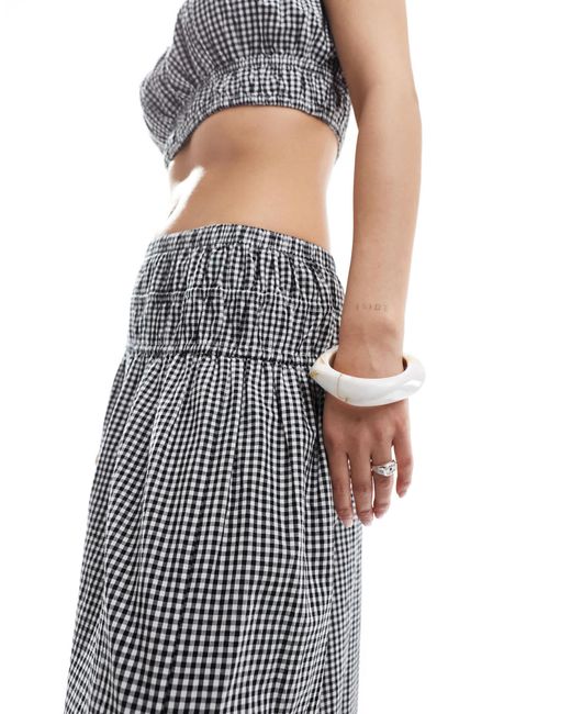 New Look Gray Co-Ord Shirred Midi Skirt