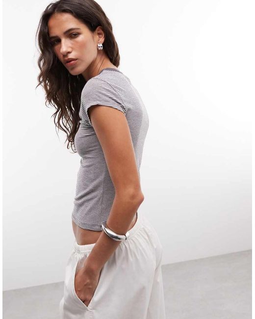 Collusion Multicolor Fitted Cap Sleeve T-shirt