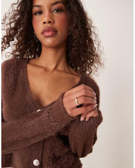 Miss Selfridge Brown V Neck Button Up Cardigan Co Ord