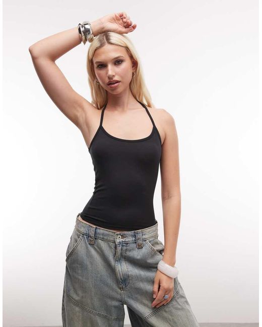 Collusion Black Skinny Strap Halter Neck