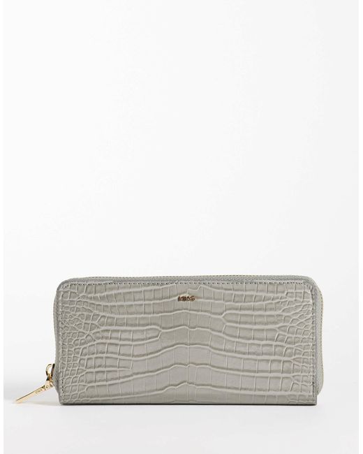Mango Gray Croc Effect Long Wallet