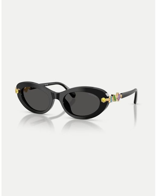 Swarovski Black Oval Sunglasses With Lens