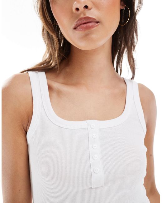 Brave Soul White Button Down Square Neck Vest