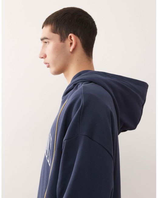 Collusion – kastiger oversize-kapuzenpullover in Blue für Herren