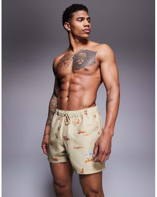 ASOS Korte Zwemshort Met Strandprint in het Multicolor voor heren