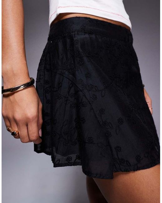 Princess Polly Gray Perilla Embroidered Skater Mini Skirt