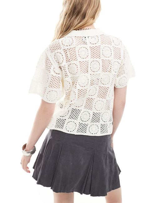 Obey White Texture Print Top