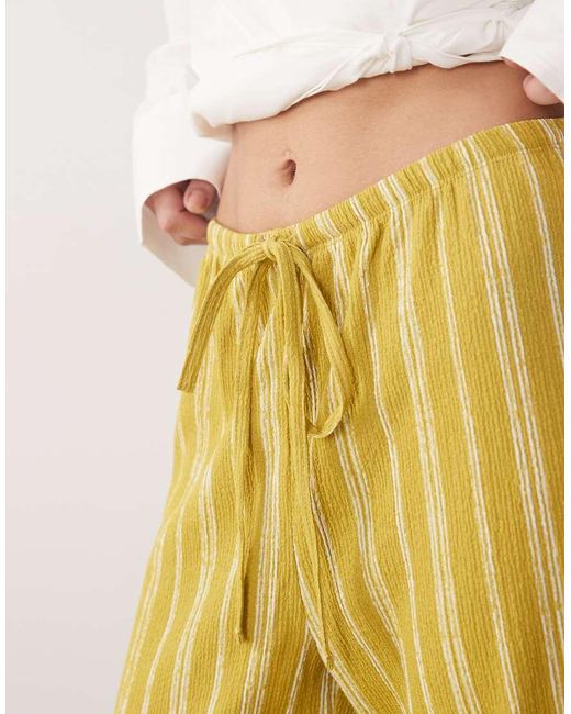 Wednesday's Girl Yellow Jersey Tie Waist Wide Leg Pants