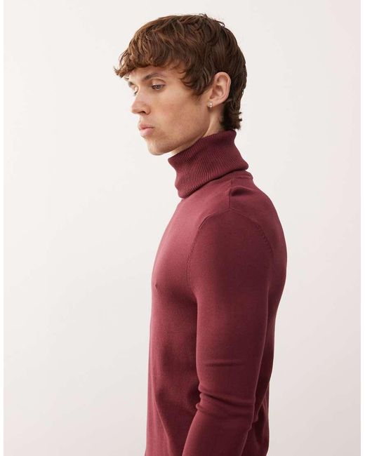 Collusion Red Soft Knitted Roll Neck for men