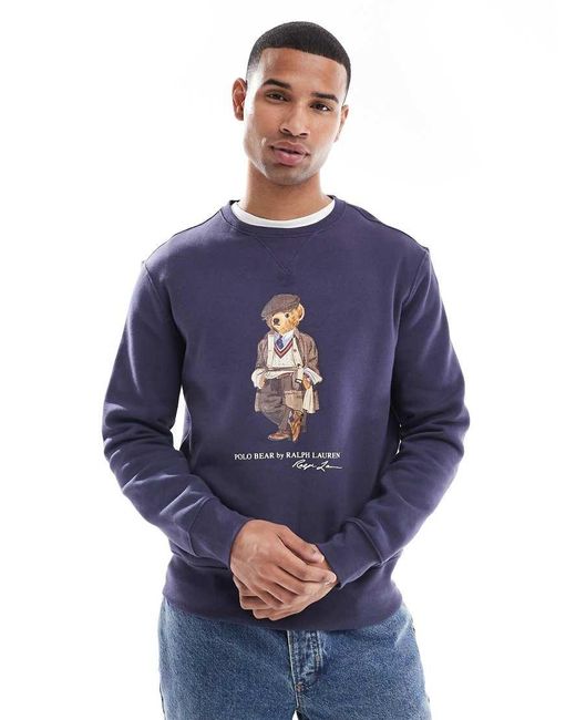 Sudadera Con Estampado De Polo Bear Con Boina De Estilo Clásico De Polo Ralph Lauren de hombre de color Blue