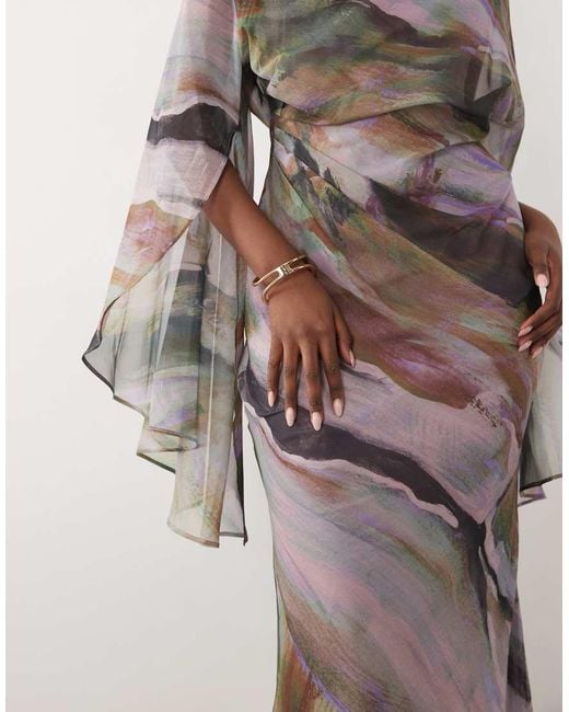 ASOS Multicolor Kimono Sleeve Cape Detail Draped Midaxi