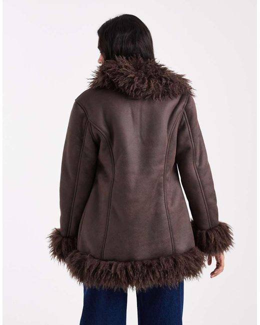 Cotton On Brown 70's Faux Fur Penny Lane Coat