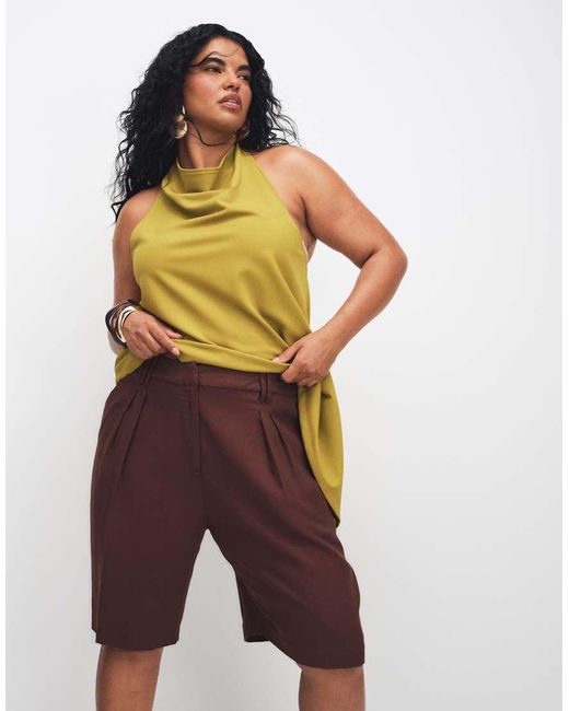 ASOS White Curve Tailored Bermuda Shorts With Linen