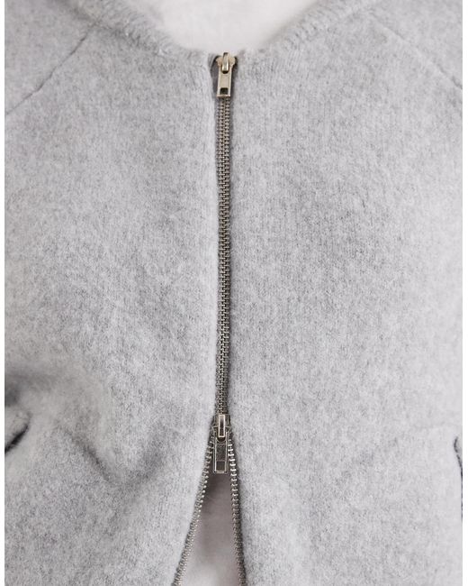 ASOS White Knitted Fluffy Bomber Jacket
