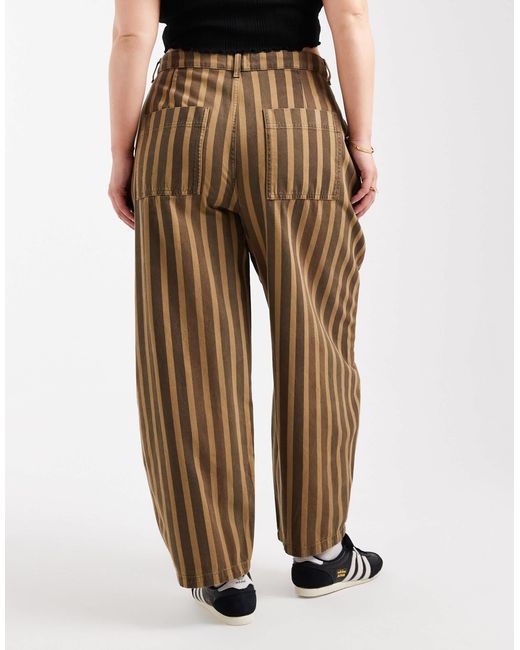 ASOS Multicolor Asos design curve – barrel leg-hose mit verwaschenem streifenmuster