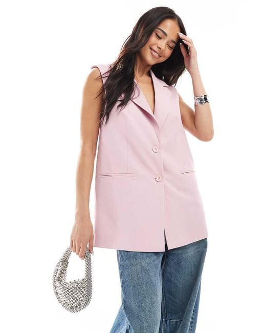 Stradivarius Red Longline Waistcoat