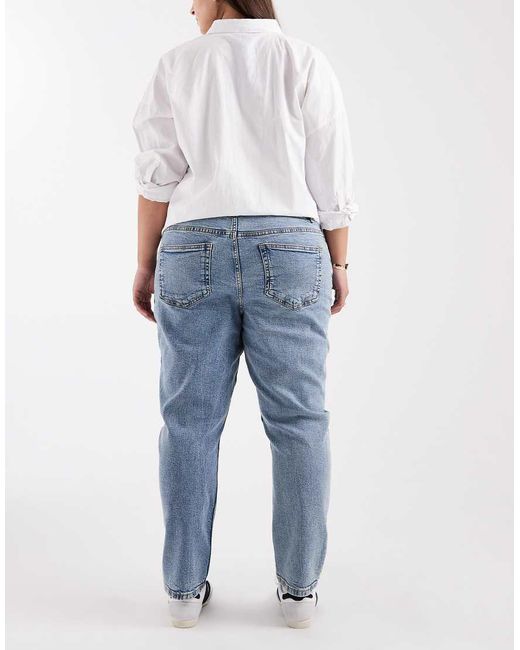 ASOS Blue Asos Design Curve Slim Fit Mom Jeans