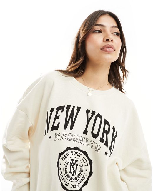 ONLY White New York Slogan Sweatshirt