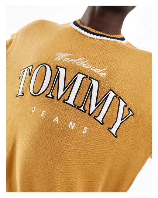 Maglione stile college vestibilità comoda color cammello di Tommy Hilfiger in White da Uomo