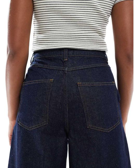 Vaqueros De Pernera Ancha Con Detalle De Costuras Y Dobladillo Vuelto Ancho Con Pespuntes De (Parte De Un Conjunto)- Marino ASOS de color Blue