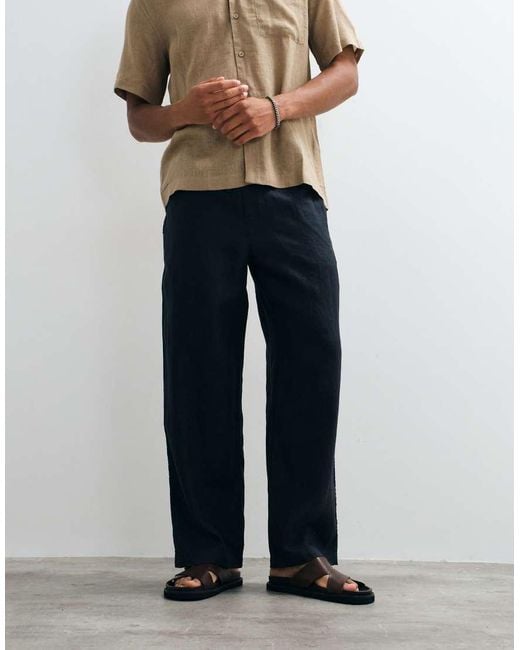 ARKET Blue Pure Linen Trouser for men