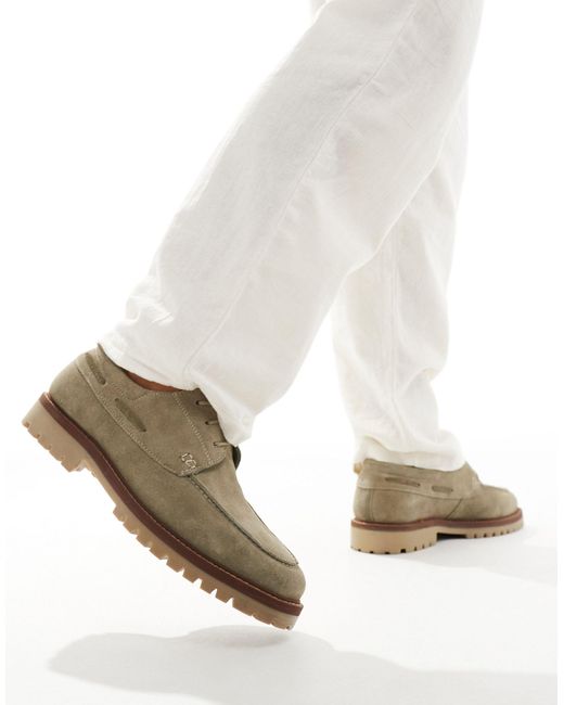 River Island White Suede Boat Shoes for men