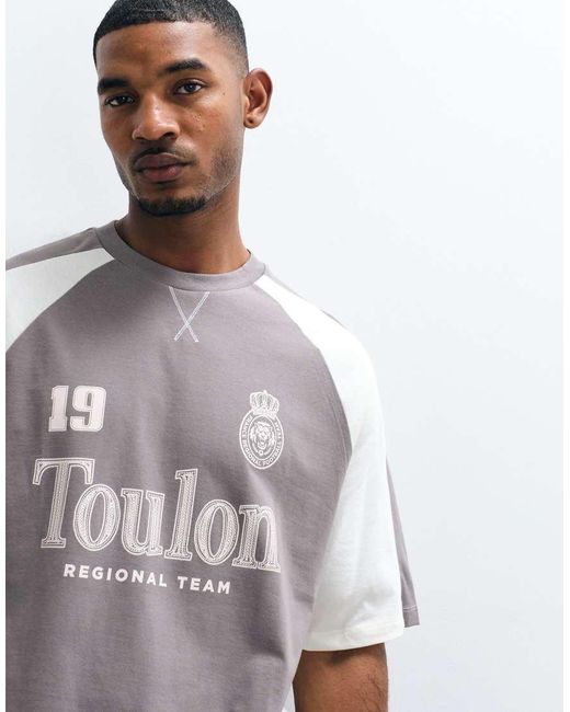 ASOS White Oversized Cut And Sew T-shirt With Soccer Graphic for men