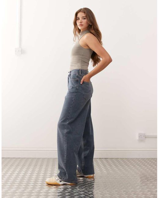 Weekday Blue Astro Unisex Low Rise Loose Fit baggy Jeans