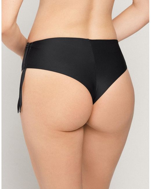 Tezenis Black High-Waist Brazilian With Drawstring