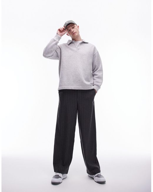 Topman White Wide Leg Pin Stripe Trouser for men