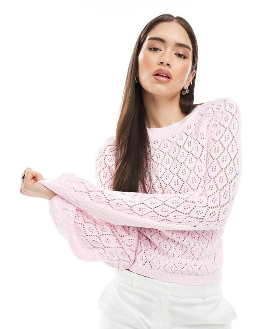 Miss Selfridge White Knitted Crochet Tie Back Jumper