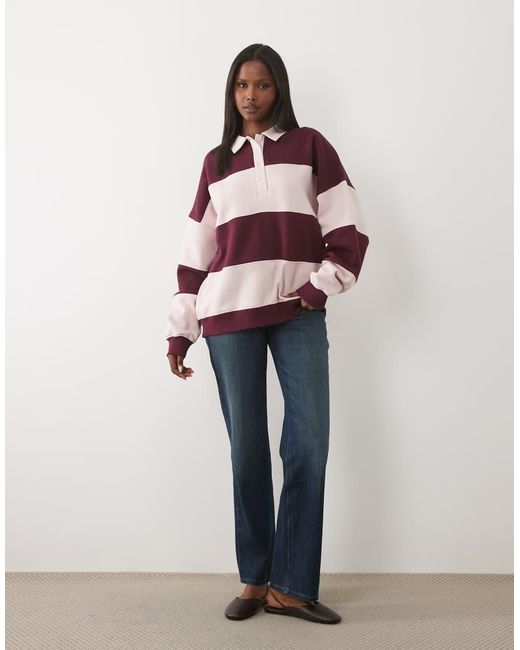 Kaiia Multicolor Oversized Long Sleeve Rugby Sweatshirt