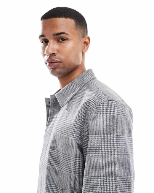 Jack & Jones Gray Boxy Wool Blend Jacket for men