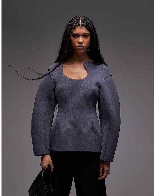 Top corset coupe cocon à encolure sculptée - gris anthracite ASOS en coloris Gray