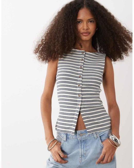 Brave Soul White Button Down Vest